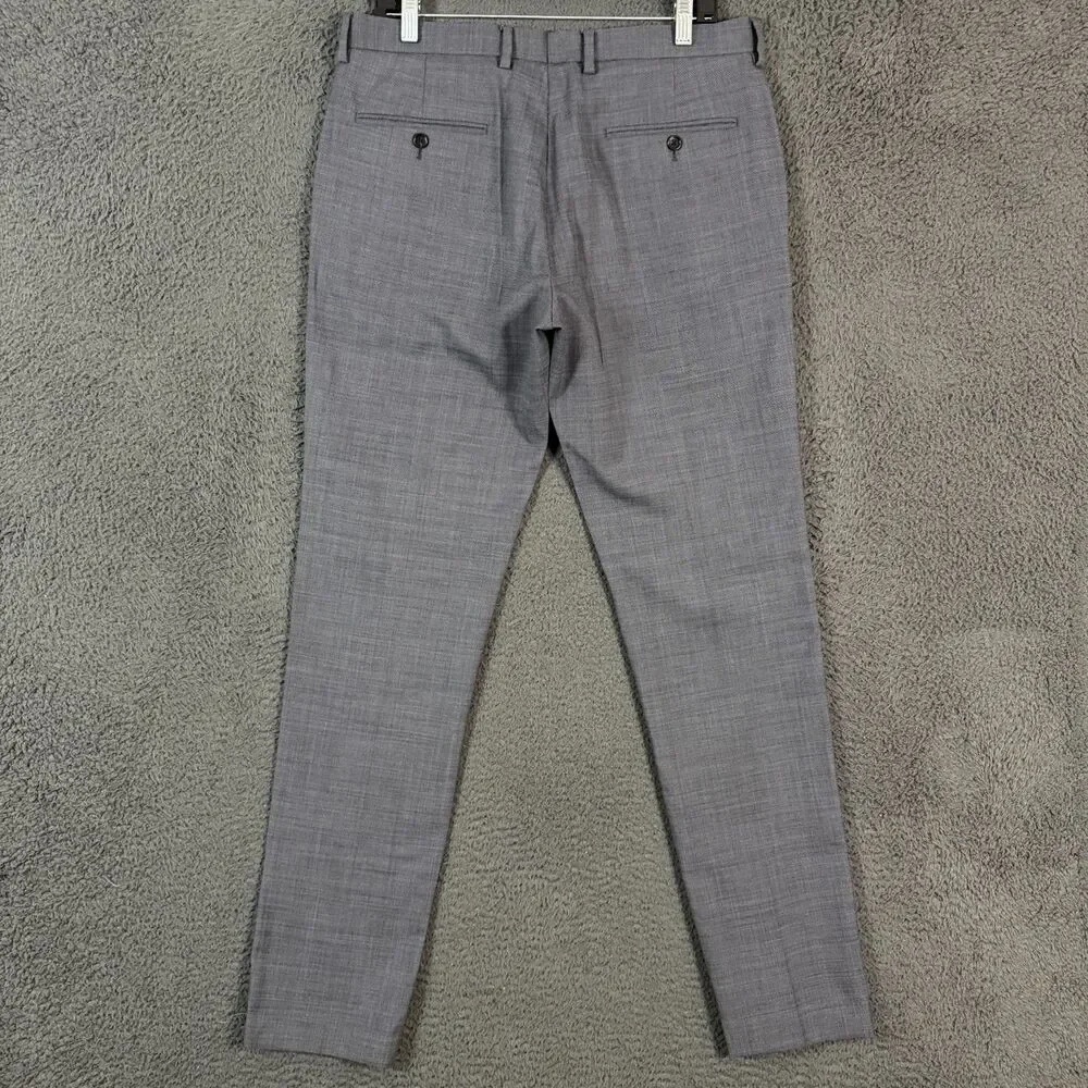 J Crew Dress Pants Mens 32x34 Gray Ludlow Slim Fit Four Season Wool Stretch